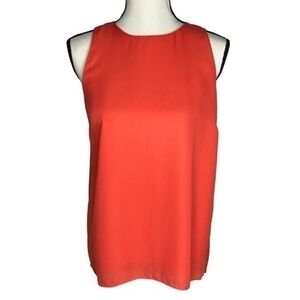 Relativity Orange Top Sleeveless Hi Lo Sheer Layered Tank Blouse Size Small
